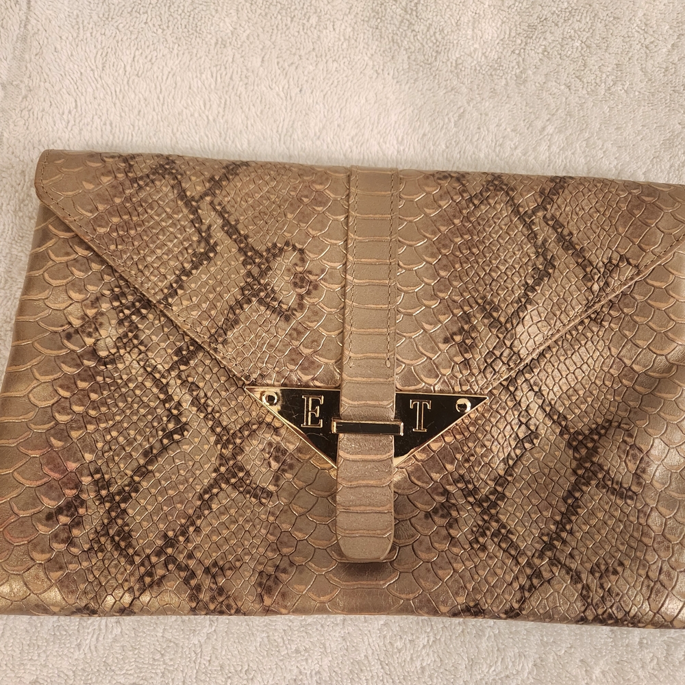 Elaine Turner Gold Snakeskin Clutch